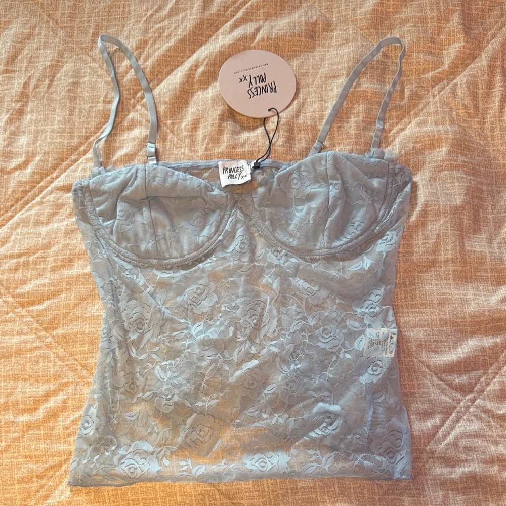 Princess Polly Blue Lace Underwire Women Top Size 10
